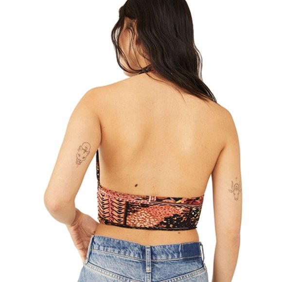 Free People Heather Printed Halter Top in Bronze Combo - Picture 6 of 9